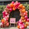 Pink Orange Balloon Garland Double Stuffed (Hot Pink Orange Metallic Gold)